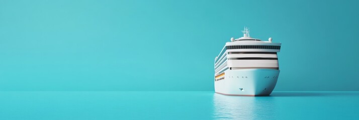 Poster - Luxury Seafaring Journey Contemporary Cruise Liner on Vibrant Blue Waters - Premium Travel Imagery for Leisure Tourism and Adventure Marketing