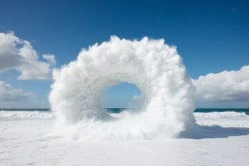 Leinwandbilder - Dynamic Oceanic Force Surging Tsunami Wave with Swirling Vortex at Center - Visual Aid for Risk Management and Environmental Awareness Campaigns