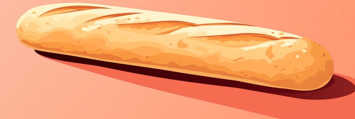 Poster - Baguette elegance  a minimalist composition on a soft pink background with warm tones