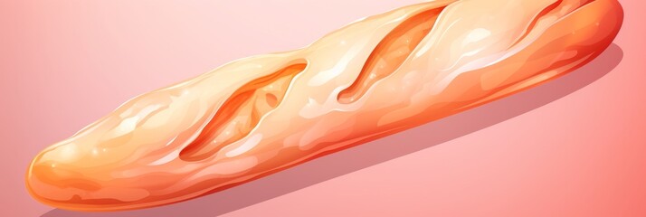 Poster - Elegant baguette on soft pink background  a minimalist composition in light tones