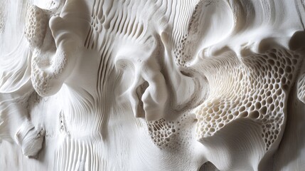 Poster - Textured white surface with faint swirls and patterns, evoking a sense of light and movement.