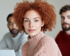 Leinwandbilder - Modern Collaborative Workspaces Diverse Professionals Strategizing on Laptop in Light-Filled Room - Digital Job Search and Career Innovation for Dynamic Business Growth