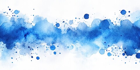 Poster - Abstract watercolor design featuring various shades of blue with splashes, creating a serene and fluid visual effect