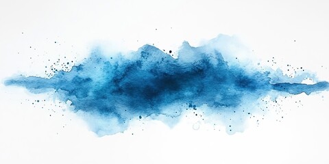 Poster - Watercolor abstract art depicting shades of blue in a fluid, artistic composition showcasing texture and depth