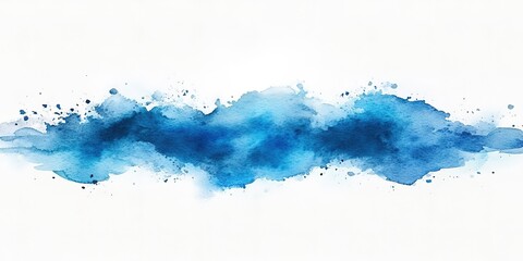 Poster - Vibrant blue watercolor abstract splash on a clean background showcasing artistic fluidity and creativity