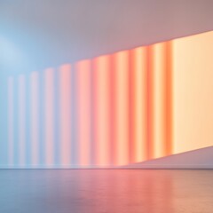 Poster - Gradient Light Installation Abstract Day-Night Cycle with Circadian Rhythm Enhancements on White Wall - Contemporary Workspace and Wellness Promotion