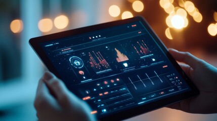 Aufkleber - Tech-Infused Minimalist Home Interactive Tablet with Smart Home Dashboard in Modern Living Room - Efficient Automation and Energy Management Solutions