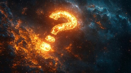 Wall Mural - Cosmic Galaxy in the Shape of a Glowing Question Mark Symbolizing the Mysteries of Life and the Universe