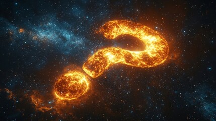 Wall Mural - glowing cosmic galaxy in shape of a question mark symbolizing mysteries of life
