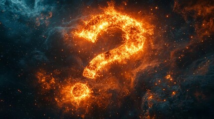 Wall Mural - cosmic galaxy shaped like glowing question mark mystery of life and universe concept