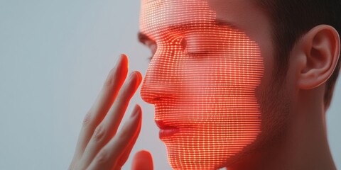 Poster - Futuristic Tech Interface Young Adult Hand in AI-Driven Digital Display - Advanced Security Protocol Visualization for Tech-Savvy Enterprises and Digital Compliance Solutions