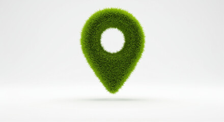 Poster - Grass location pin on white background. Green grass location pin. Location pin made of grass