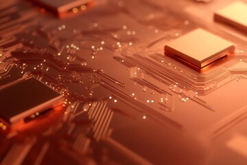 Aufkleber - Copper-Inspired Circuitry Modern Tech Artistry in Encrypted Data Networks - Sleek Futuristic Design for IT Security and Digital Marketing Innovations