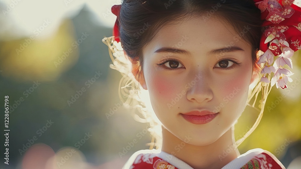 At the Meiji Jingu shrine in Tokyo, Japan, young Japanese women ...