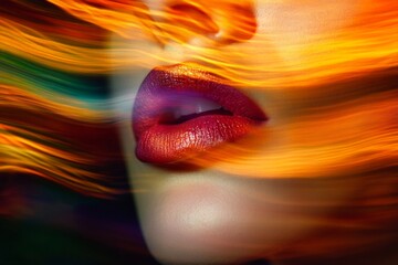 Aufkleber - Vibrant Gradient Lip Blur Dynamic Motion Effect with Bold Colors - Cutting-Edge Visual Content for Beauty Marketing and Creative Digital Campaigns