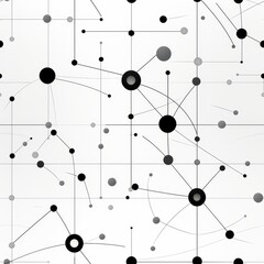 Poster - Minimalist coordinate system with thin black lines and small circle intersections on white