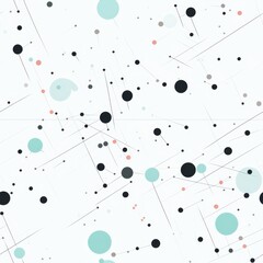 Poster - Minimalist coordinate system with thin black lines and small circle intersections on white