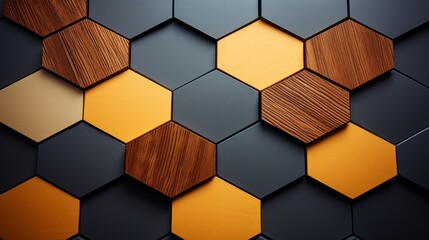 Poster - Graphite honeycomb pattern  seamlessly distributed hexagons for an elegant background design
