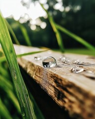 Aufkleber - Nature-Focused Mobile Macro Capturing Morning Dew on Natural Textures for Environmental Awareness and Green Marketing Campaigns