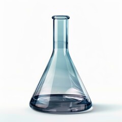 Poster - Conical flask containing blue liquid stands on a white background, representing chemistry, research, and scientific discovery