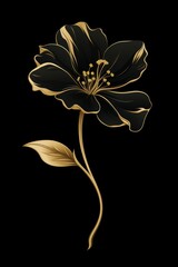 Poster - Elegant minimalist flower outline crafted with delicate gold threads for a light aesthetic