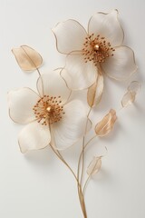 Poster - Elegant abstract flower outline crafted with delicate gold threads for a minimalist aesthetic