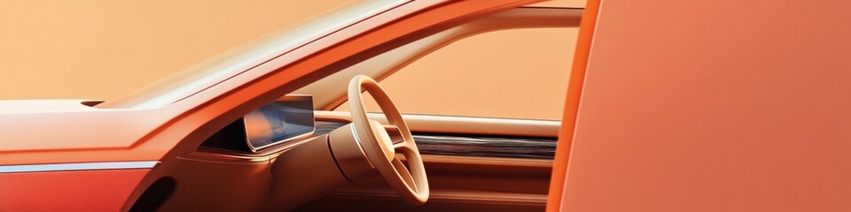 Leinwandbilder - Sleek Minimalist Smart Car Interior Holographic Dashboard and VR Windshield - Commercial Automotive Innovation for Enhanced Driving Experience
