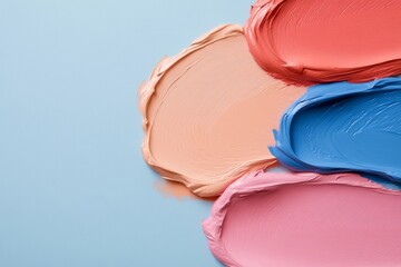 Poster - Vibrant Makeup Pigments Swirled Marbled Patterns on Palette - Abstract Art for Beauty Branding and Retail Display in Cosmetics Industry