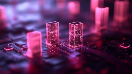 Aufkleber - Neon Urban Connectivity Futuristic Cityscape with Digital Network Overlay in Vibrant Hues - Smart City Promotion and Tech Integration for Modern Urban Living
