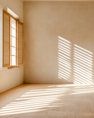 Aufkleber - Minimalist Eco-Home Design Bamboo Flooring and Natural Light in Passive House - Sustainable Construction for Modern Living and Energy Efficiency