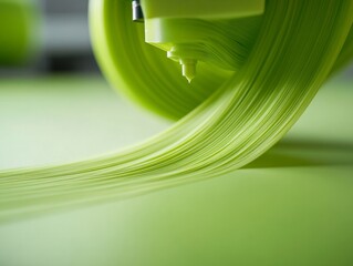 Fototapete - Precision Filament Printing Close-Up of Green Nozzle Extrusion on Heated Bed - Sustainable Prototype Creation for Innovative Product Development and Eco-Friendly Design Studios