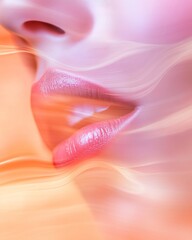 Poster - Fluid Aesthetic Lip Blur Dreamy Pink-Peach Soft Focus for Cosmetic Branding and Digital Beauty Campaigns - Modern Marketing for Skincare and Makeup Industry