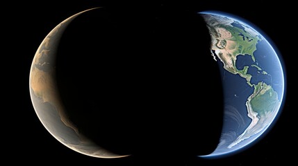 Poster - Planet shadow  a semi circular earth illustration with light and shadow for striking contrast