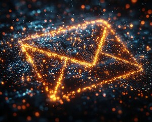 Poster - glowing email icon representing technology and communication concept