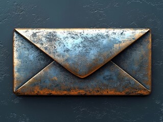 Poster - Embossed Metallic Email Icon on Dark Background Symbolizing Corporate Messaging