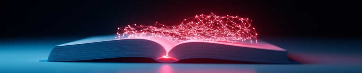 Leinwandbilder - Illuminated Digital Mesh Over Open Book Dynamic STEM Education Visualization for Innovative Learning Strategies and Technology Integration in Modern Classrooms