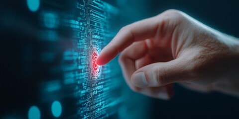 Leinwandbilder - Futuristic Tech Interaction Diverse Hands Engaging with Digital Interfaces and Holographic Displays - Compliance and Security in Business Innovation and Digital Transformation