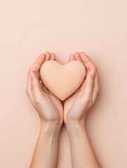 Aufkleber - Minimalist Heart Symbol in Hands Soft Pastel Aesthetic for Human-Centric Tech Marketing and Communication - Visual Harmony in Digital Transformation Strategies