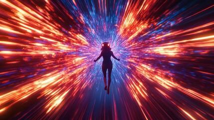 Poster - Dynamic VR Experience Neon Motion Trails and Futuristic Tech Immersion for Cutting-Edge Digital Marketing and Entertainment Industry Applications