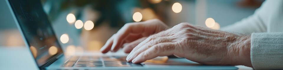 Poster - Modern Data-Driven Strategy Male Hands on Sleek Laptop with Digital Graphics - Business Intelligence Tools in Contemporary Financial Analysis for Decision Making