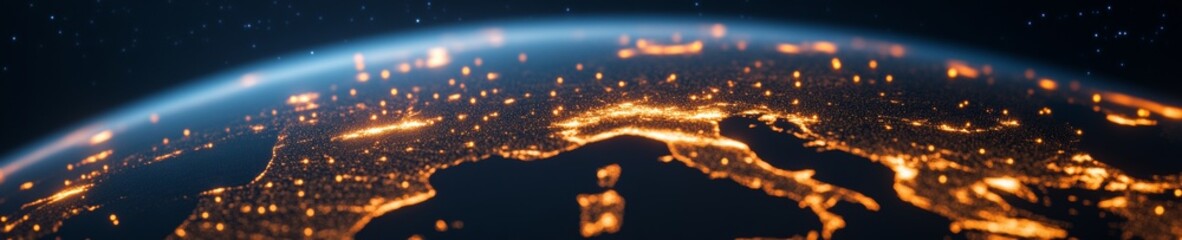 Poster - Futuristic Satellite Imagery Advanced Orbital Communication Tech with Illuminated Earth View - Global Connectivity and Emerging Network Solutions for Tech Enterprises