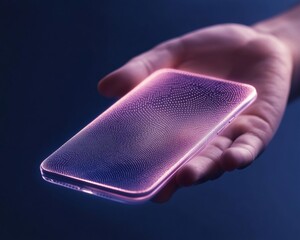 Aufkleber - Futuristic Smartphone Interface Design Holographic AI Display with Biometric Features and Voice Recognition - Digital Experience Enhancement for Tech Savvy Users