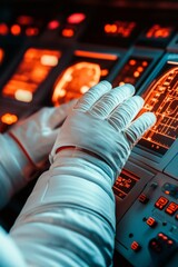 Fototapete - Futuristic Spacecraft Console Sleek Touch Interface with Illuminated Controls - Advanced Aerospace UI Design for Modern Cockpits and Operational Systems Efficiency