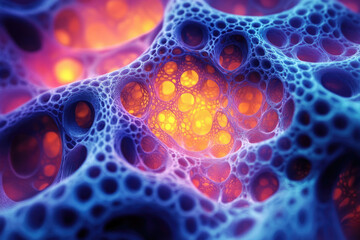 Poster - Abstract 3D render of a vibrant, interconnected network resembling a complex biological structure or futuristic technology.