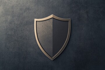 Fototapete - Shield design on textured dark background presenting a classic protective emblem with a polished finish. Generative AI