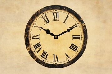 Leinwandbilder - Vintage clock design with Roman numerals and weathered texture in a classic style. Generative AI