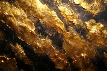 Poster - Abstract art showcasing gold leaf on a dark background, creating a luxurious and textured effect.