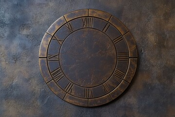 Fototapete - Vintage wall clock with Roman numerals and textured background presenting an antique aesthetic in a cozy interior space. Generative AI