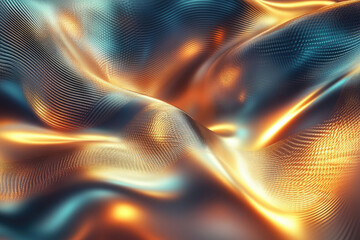 Aufkleber - Abstract digital art depicting a flowing, metallic surface with warm and cool tones, creating a mesmerizing wave pattern.