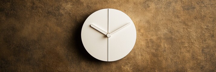 Leinwandbilder - Modern wall clock with minimalist design on textured brown background showcasing the time elegantly. Generative AI